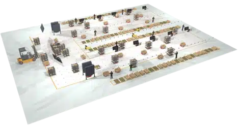 Schema goods to person palettes en intralogistique
